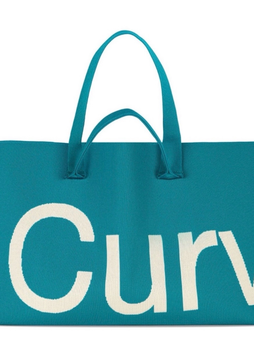 Sean Brown Curves Knit Tote Bag with White Lettering Emerald